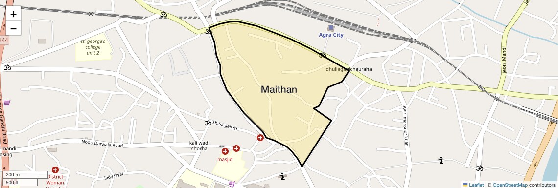 Location Map of Maithan, Agra