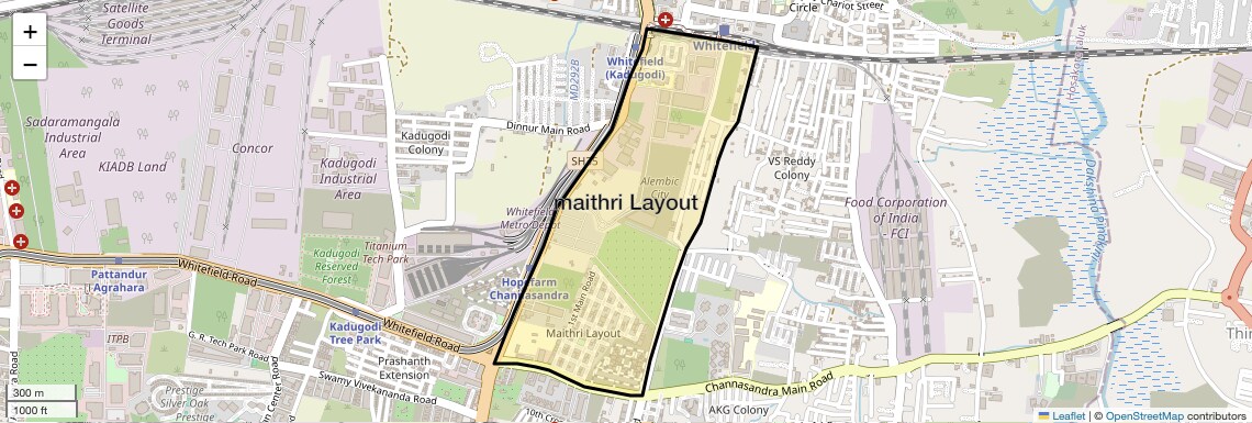 Location Map of maithri Layout, Bangalore
