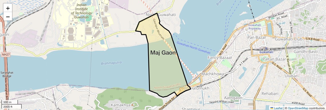 Location Map of Maj Gaon, Guwahati