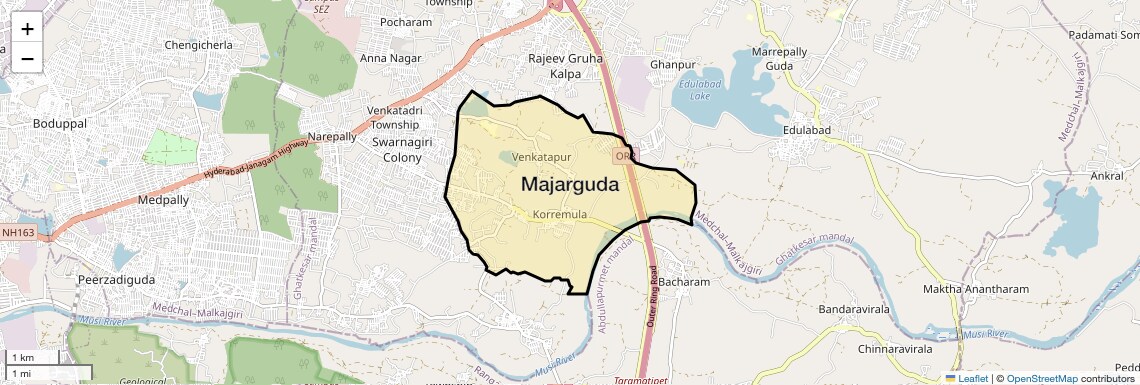 Location Map of Majarguda, Hyderabad