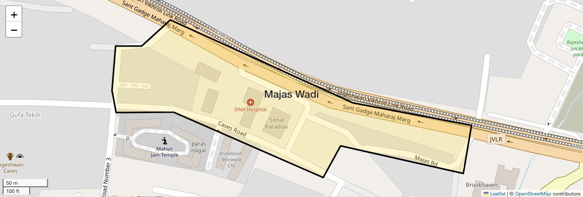 Location Map of Majas Wadi, Mumbai