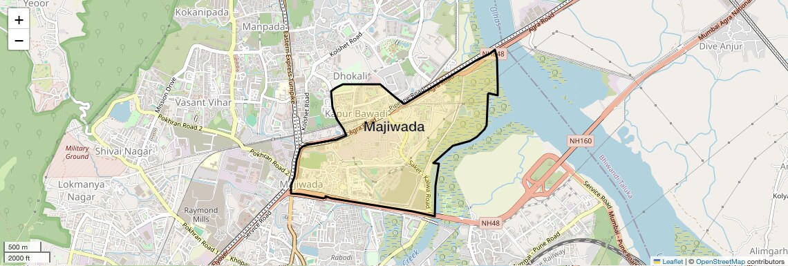 Location Map of Majiwada, Thane