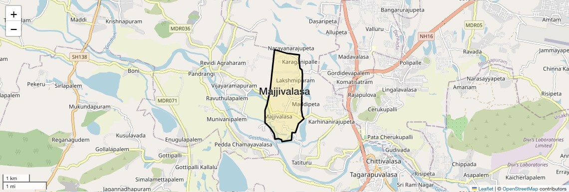 Location Map of Majjivalasa, Vizag