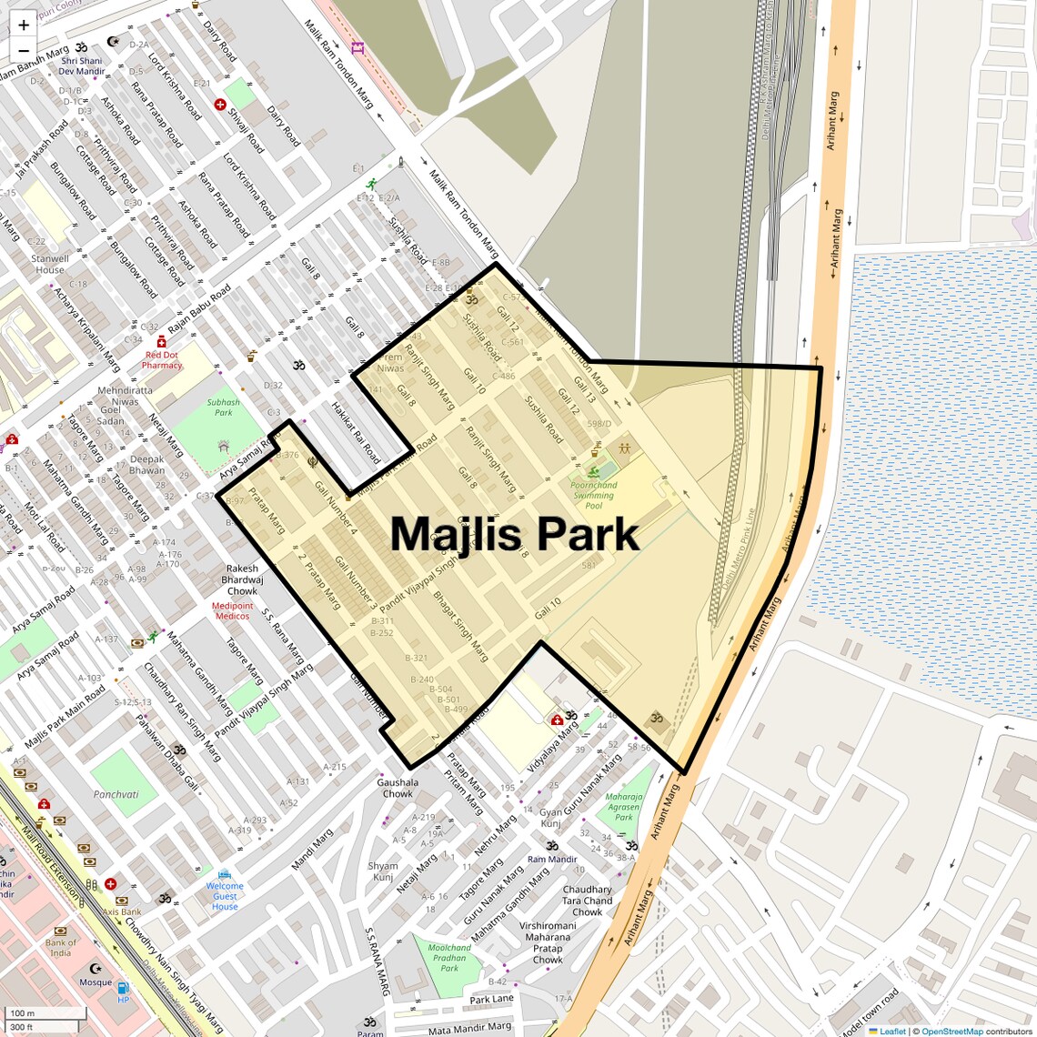 Location Map of Majlis Park, Delhi