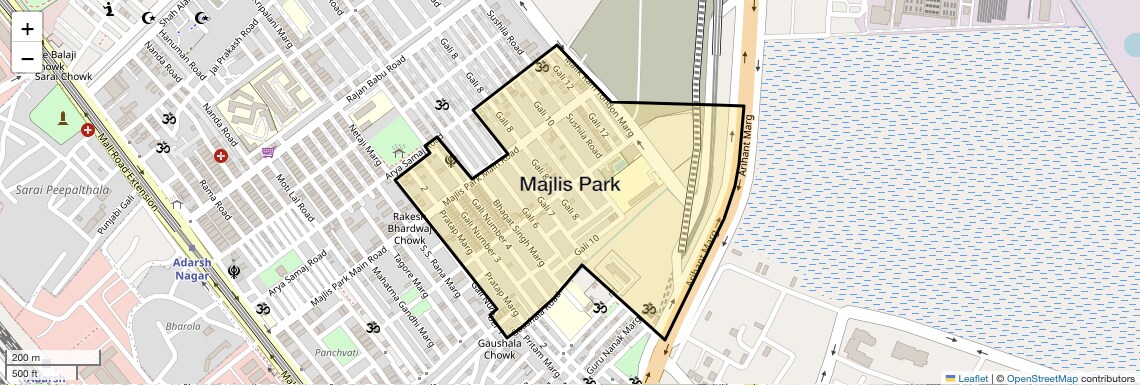 Location Map of Majlis Park, Delhi