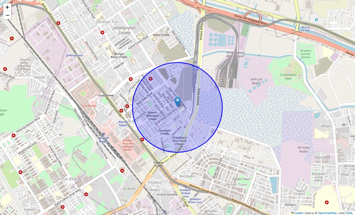 Location Map of Majlis Park, Delhi