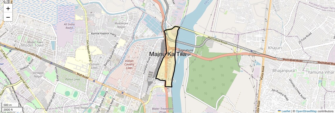 Location Map of Majnu Ka Tila, Delhi