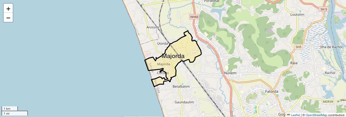 Location Map of Majorda, Goa