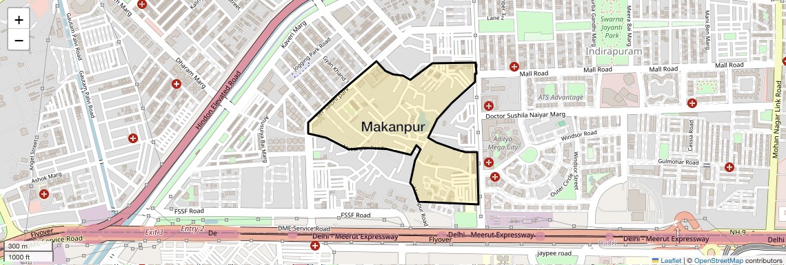 Location Map of Makanpur, Ghaziabad
