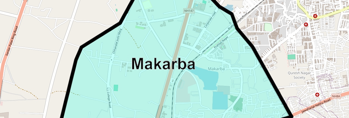 Location Map of Makarba, Ahmedabad