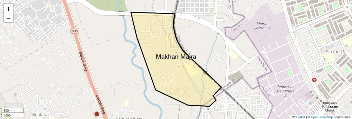 Location Map of Makhan Majra, Chandigarh