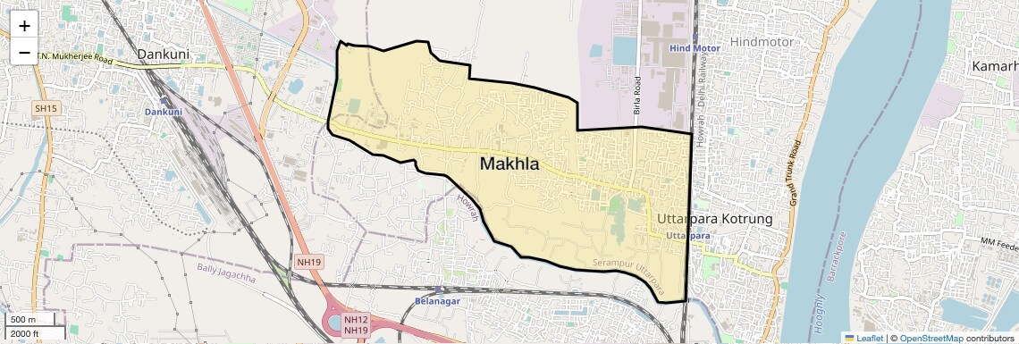 Location Map of Makhla, Kolkata