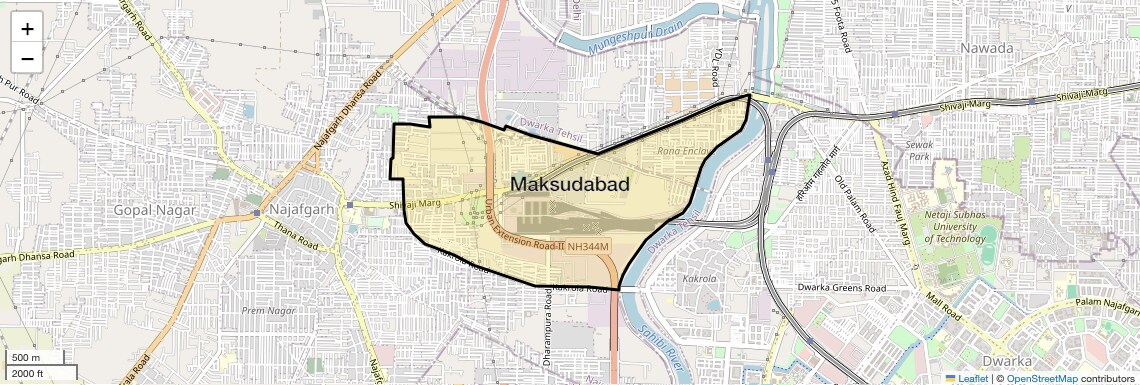 Location Map of Maksudabad, Delhi