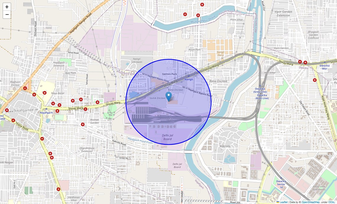 Location Map of Maksudabad, Delhi