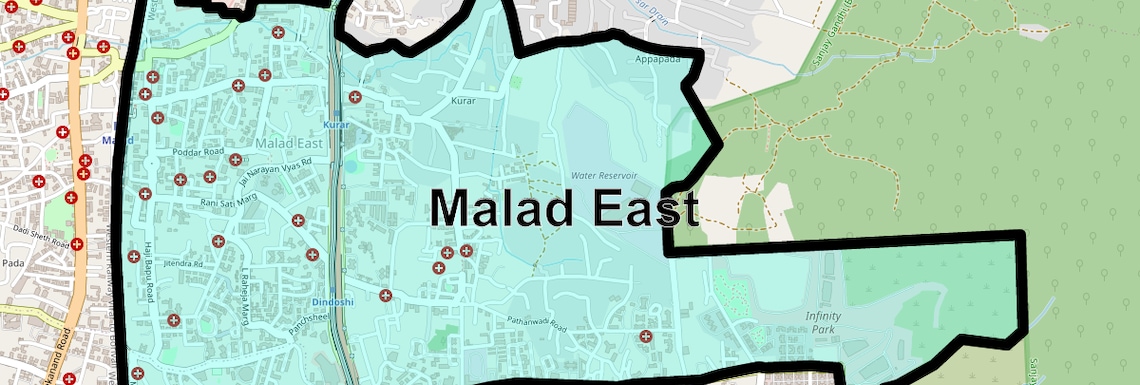 Location Map of Malad East, Mumbai