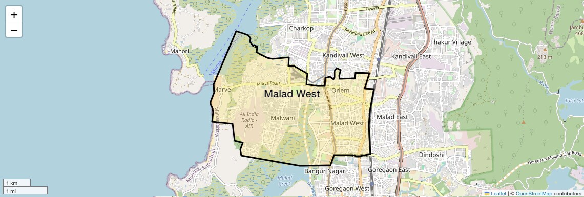 Location Map of Malad West, Mumbai