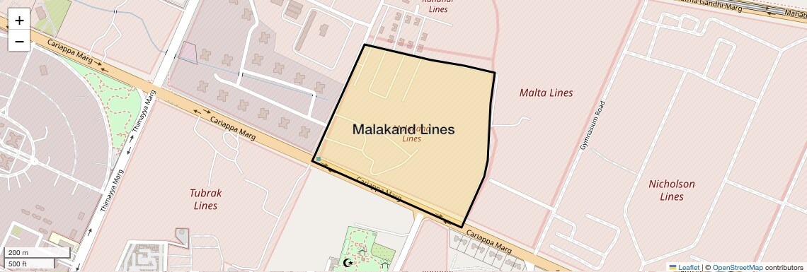 Location Map of Malakand Lines, Delhi