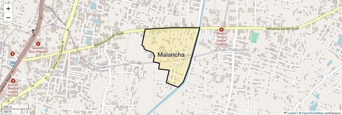 Location Map of Malancha, Kolkata