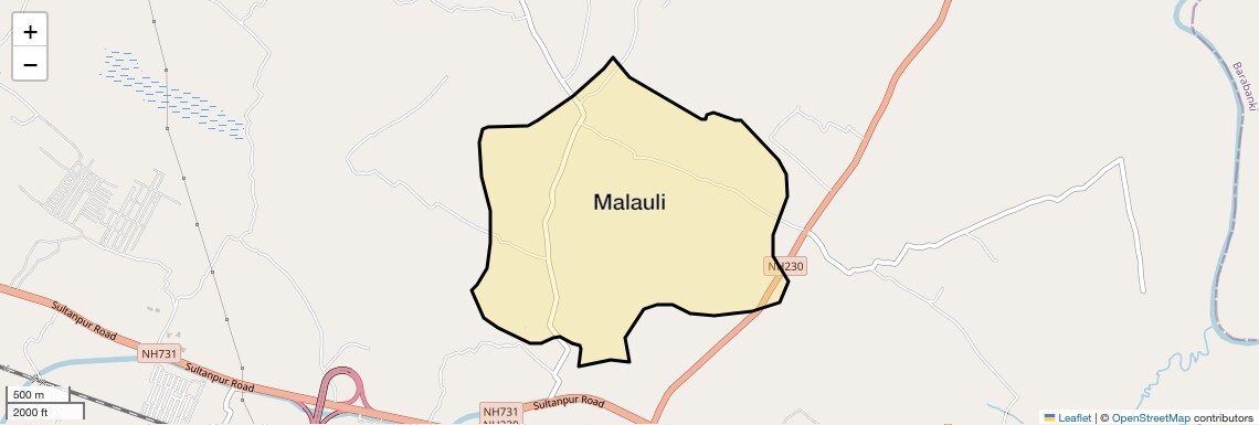 Location Map of Malauli, Lucknow