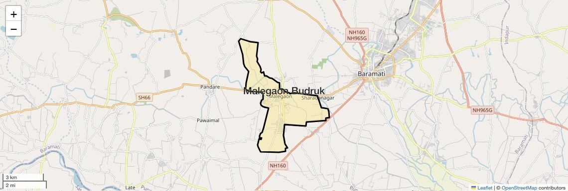 Location Map of Malegaon Budruk, Pune