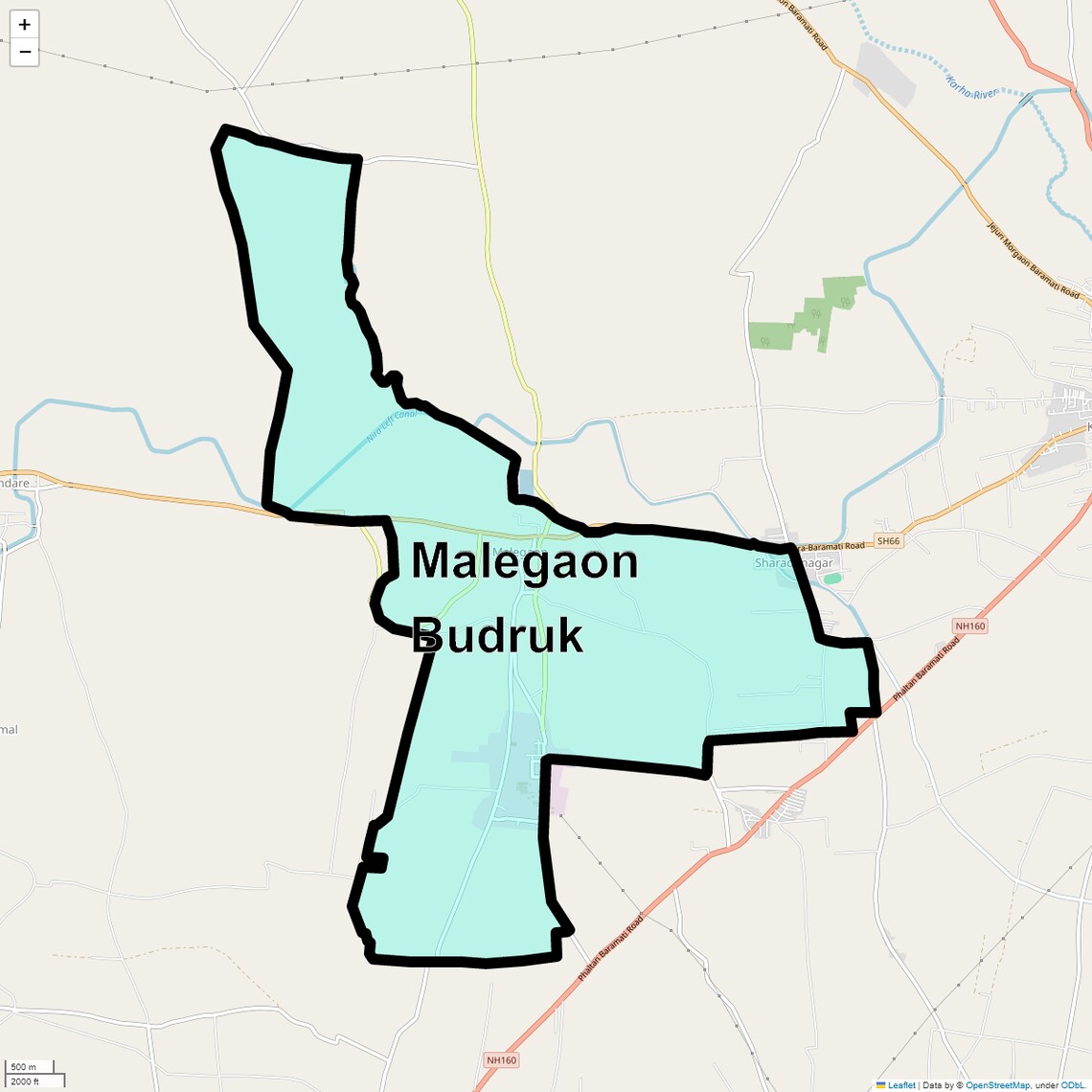 Location Map of Malegaon Budruk, Pune