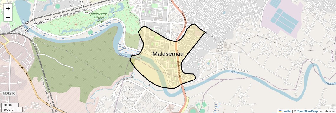 Location Map of Malesemau, Lucknow