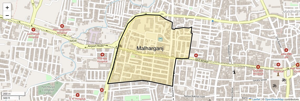 Location Map of Malharganj, Indore
