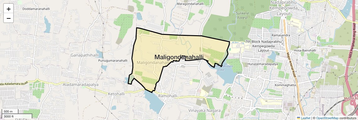 Location Map of Maligondanahalli, Bangalore