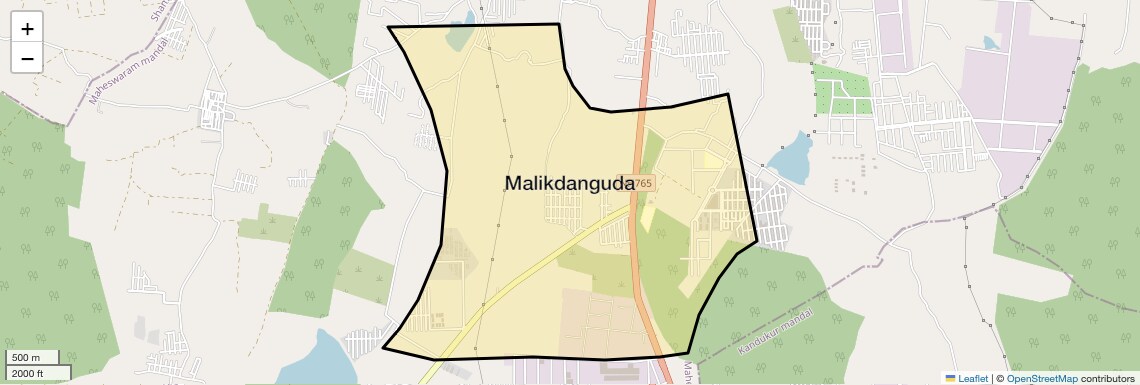 Location Map of Malikdanguda, Hyderabad