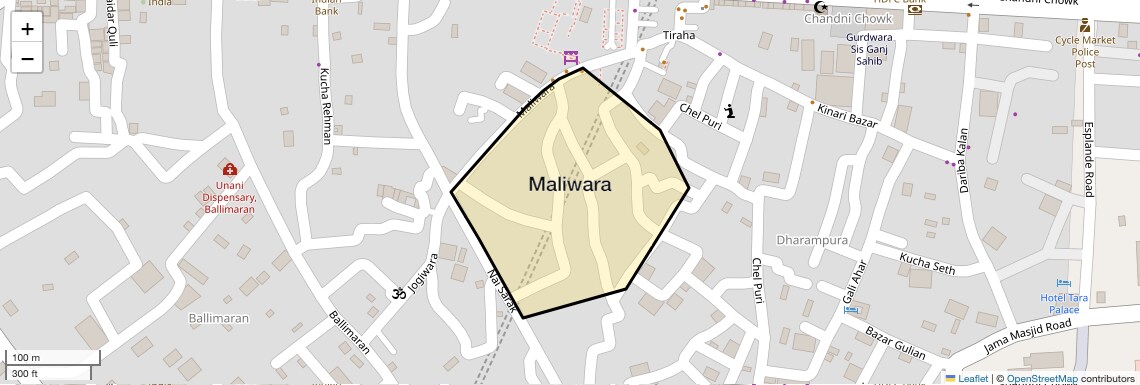 Location Map of Maliwara, Delhi