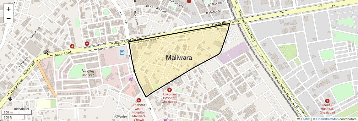 Location Map of Maliwara, Ghaziabad