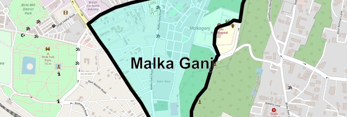 Location Map of Malka Ganj, Delhi