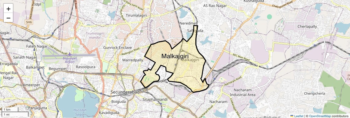 Location Map of Malkajgiri, Hyderabad