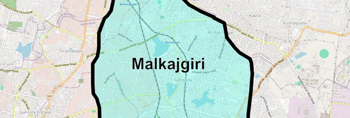 Location Map of Malkajgiri, Hyderabad