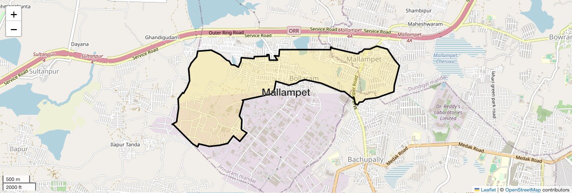 Location Map of Mallampet, Hyderabad