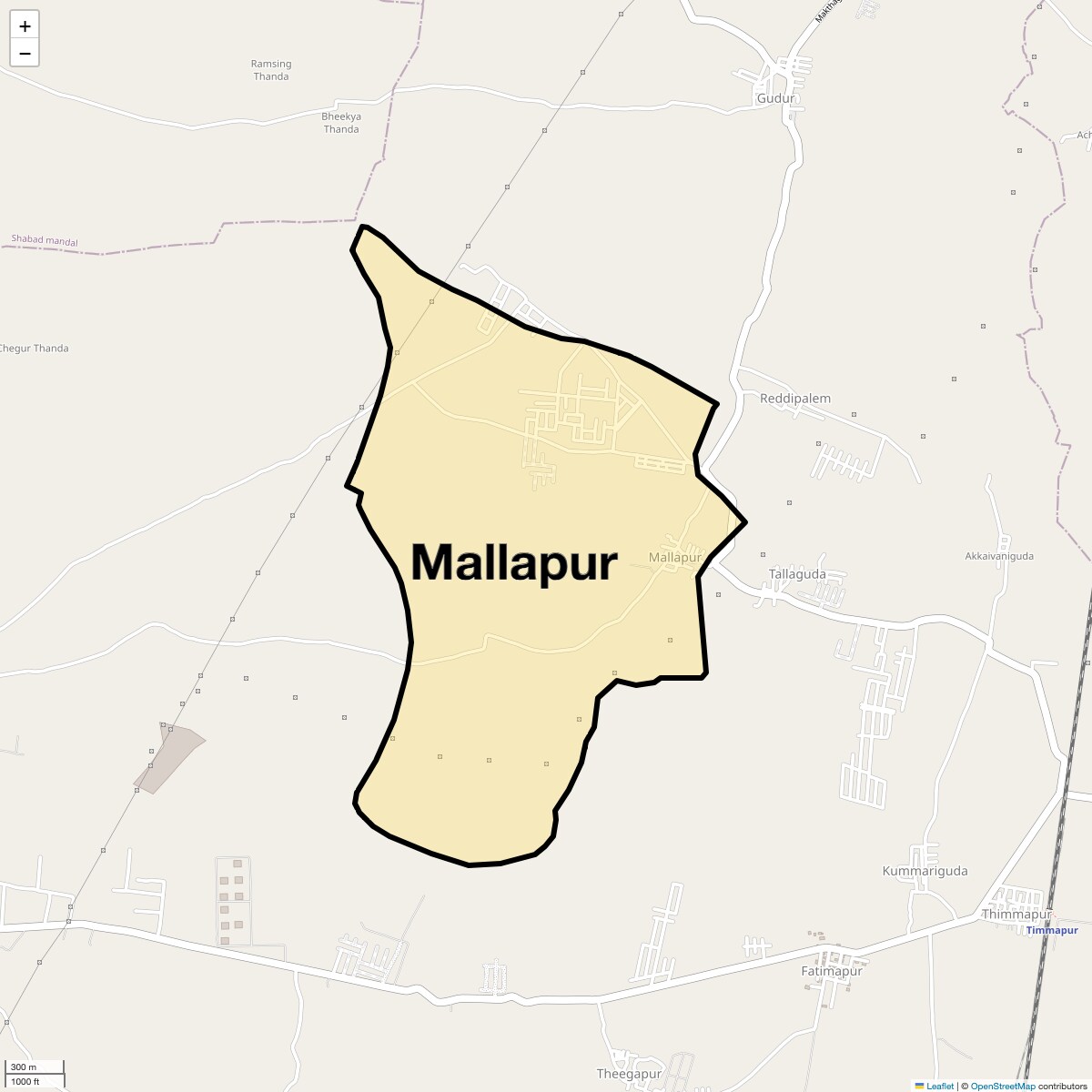 Location Map of Mallapur, Hyderabad