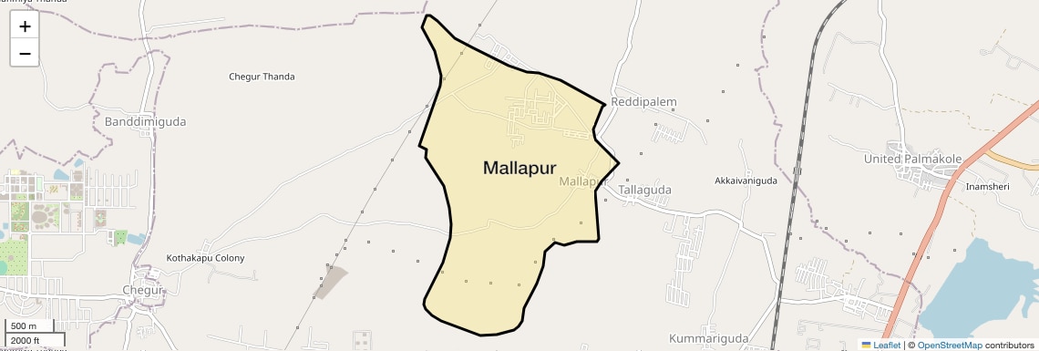 Location Map of Mallapur, Hyderabad