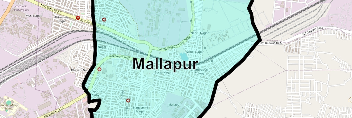 Location Map of Mallapur, Hyderabad