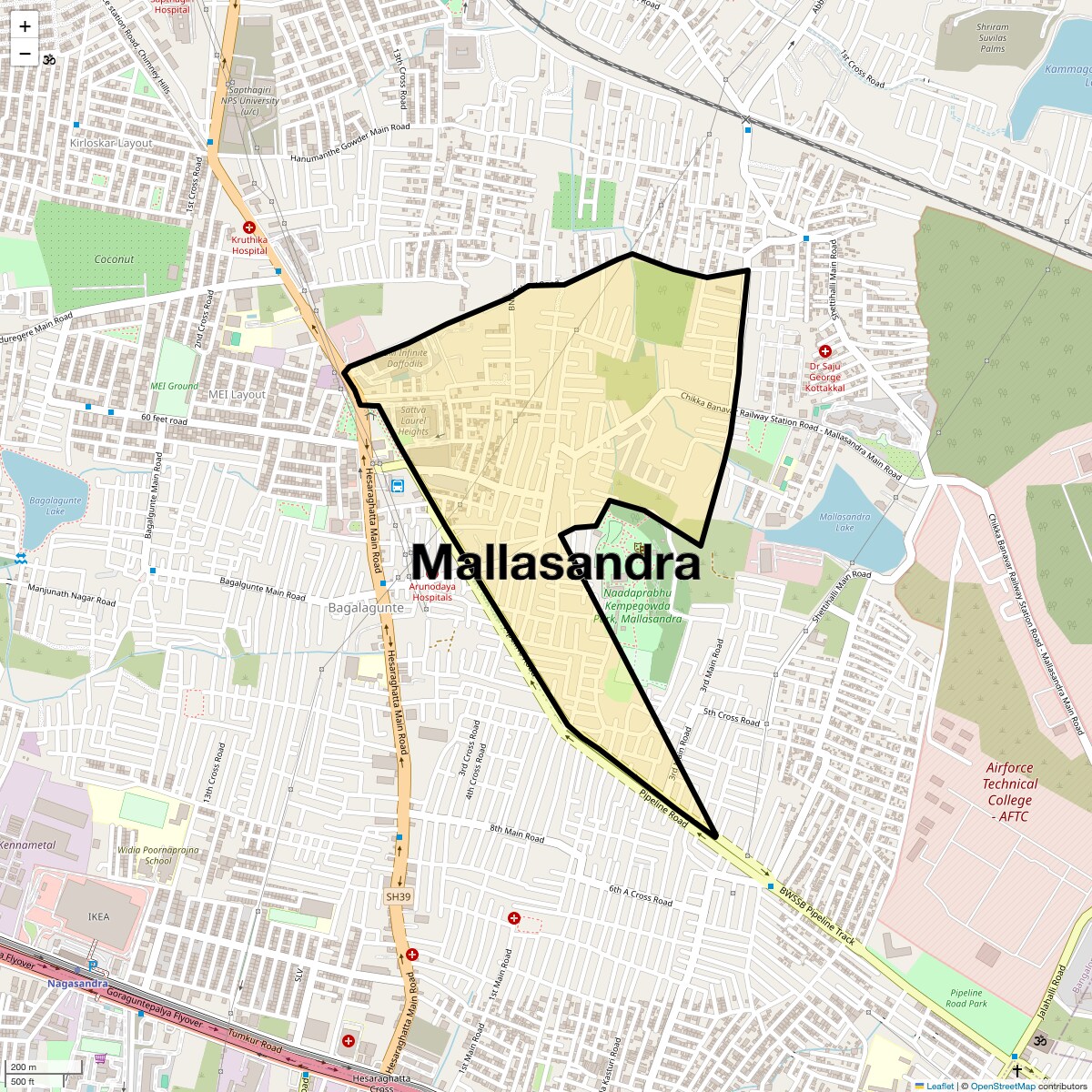 Location Map of Mallasandra, Bangalore