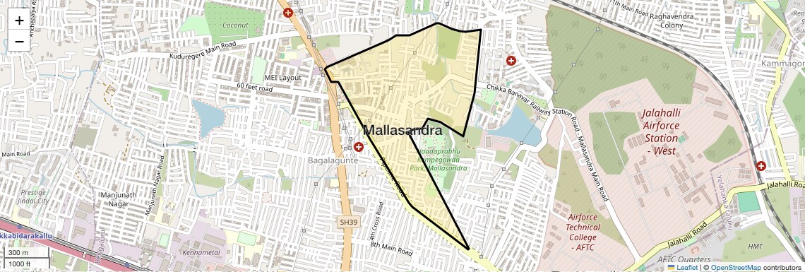Location Map of Mallasandra, Bangalore