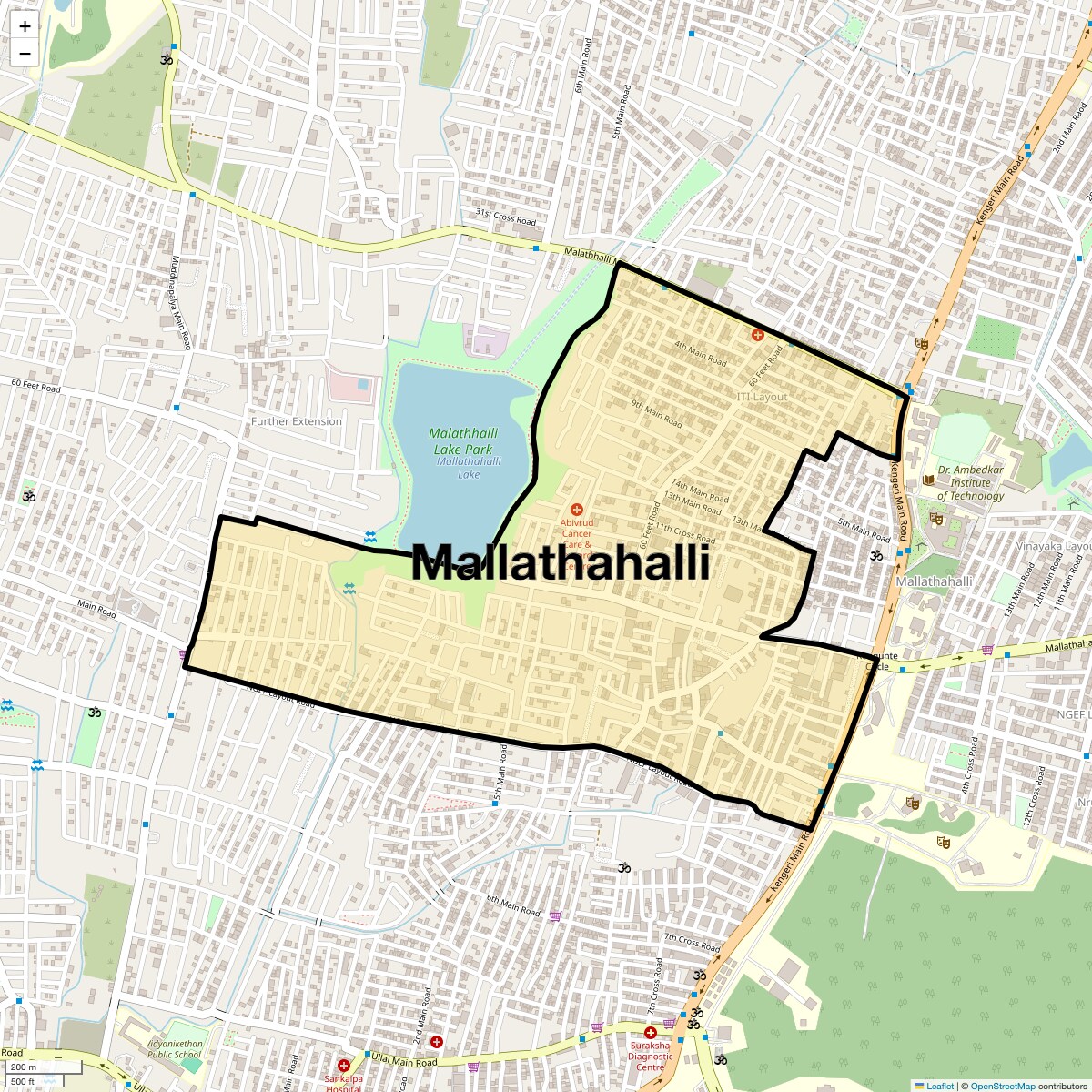 Location Map of Mallathahalli, Bangalore