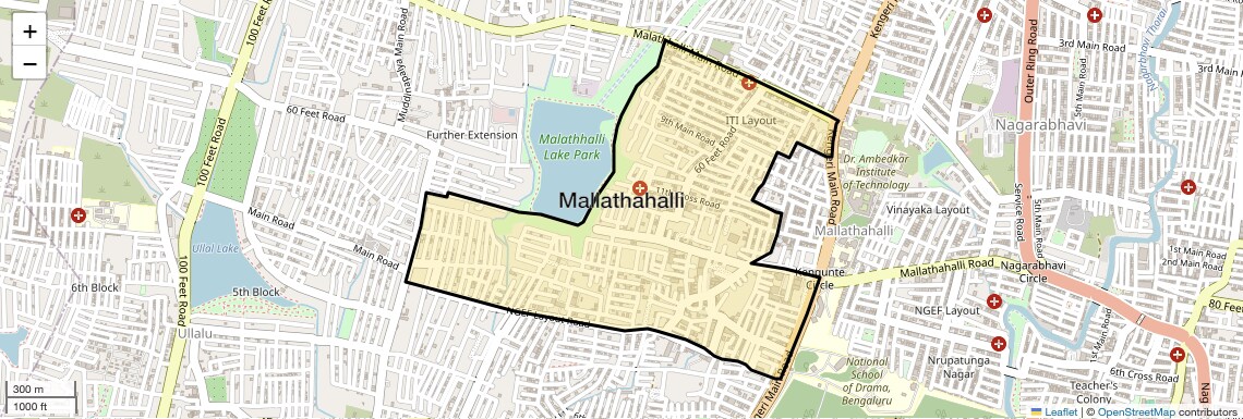 Location Map of Mallathahalli, Bangalore