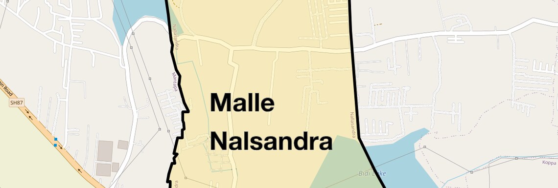Location Map of Malle Nalsandra, Bangalore