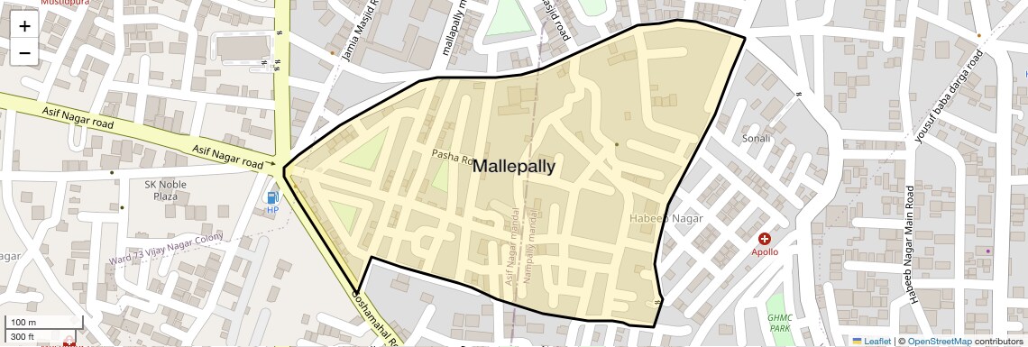 Location Map of Mallepally, Hyderabad