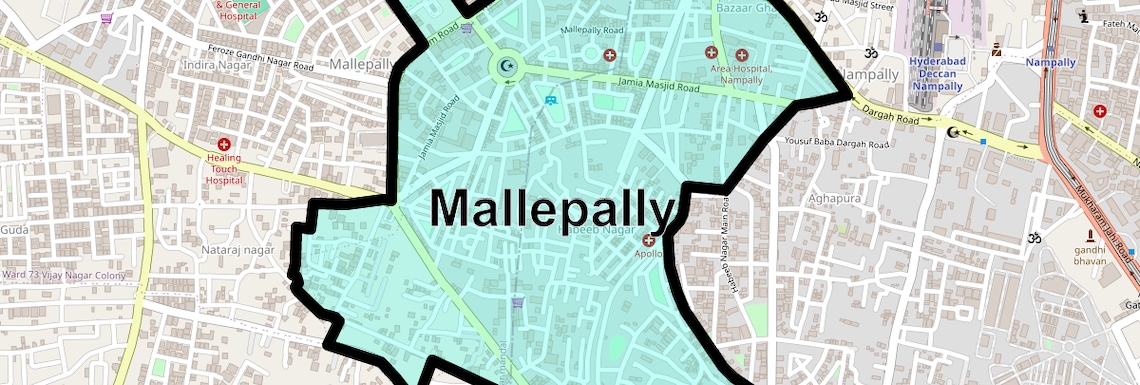 Location Map of Mallepally, Hyderabad
