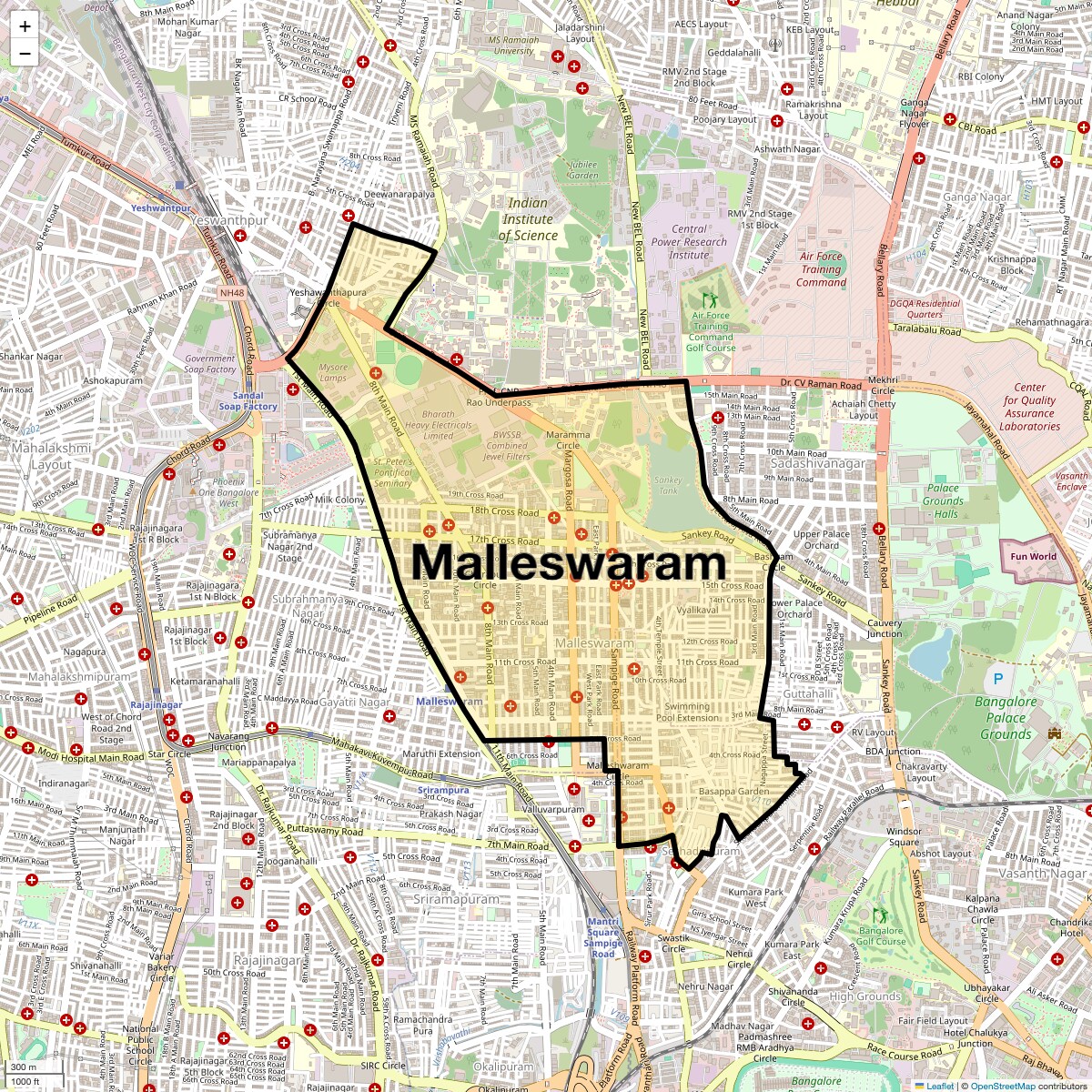 Location Map of Malleswaram, Bangalore