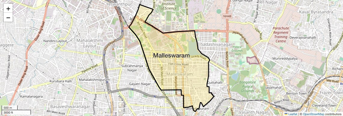 Location Map of Malleswaram, Bangalore