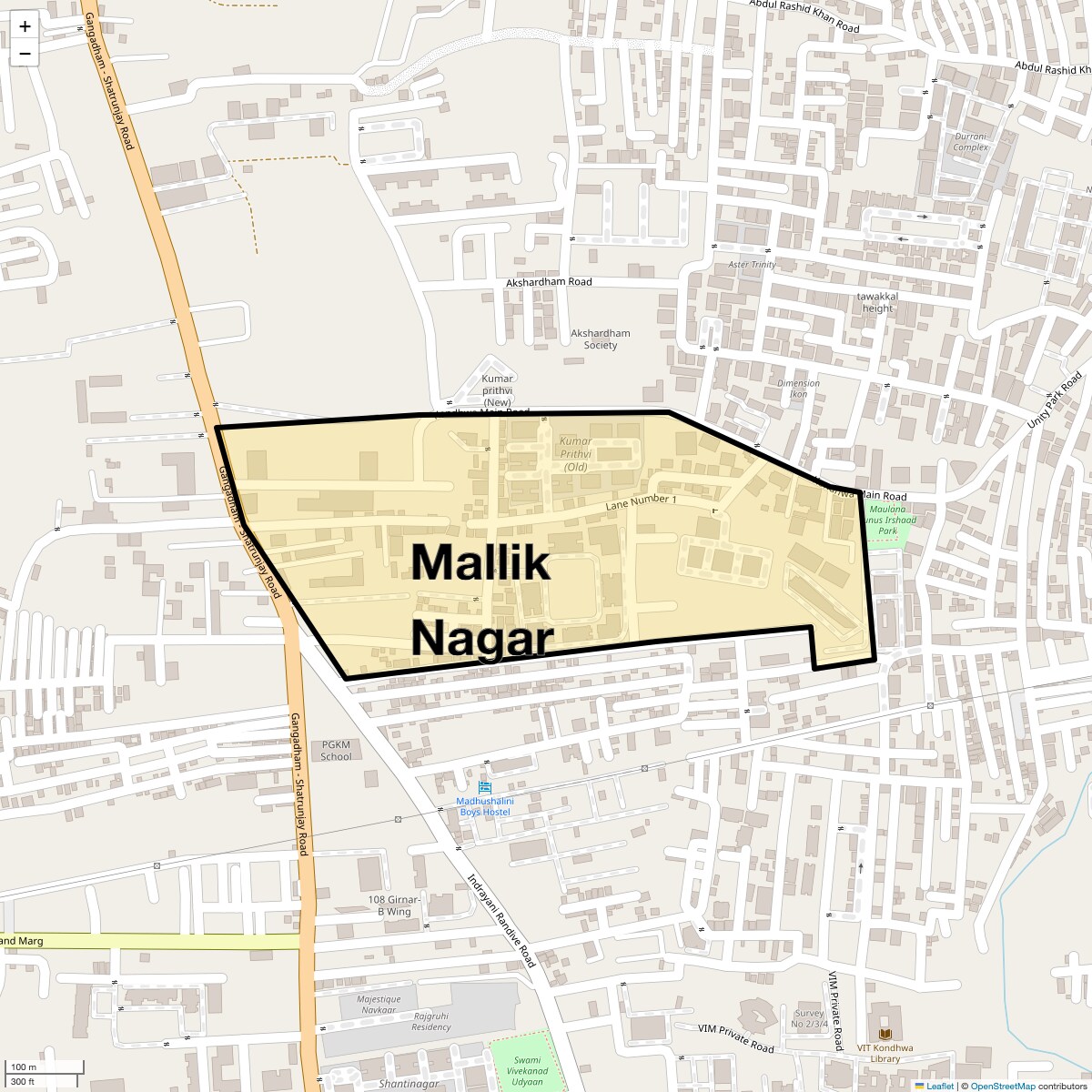 Location Map of Mallik Nagar, Pune