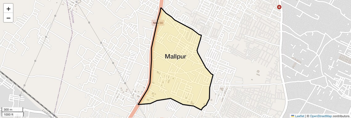 Location Map of Mallpur, Lucknow