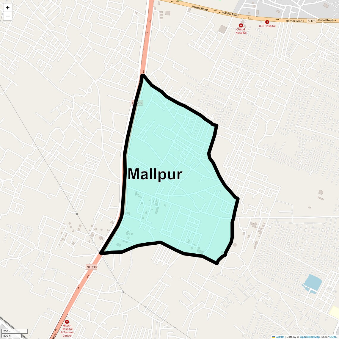 Location Map of Mallpur, Lucknow